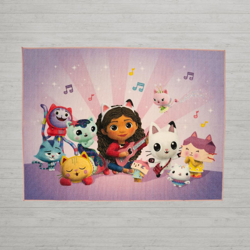 DreamWorks Gabby's Dollhouse Kids Room Non Slip Area Rug, 69 in x 52 in, (Official Licensed Product) By Franco