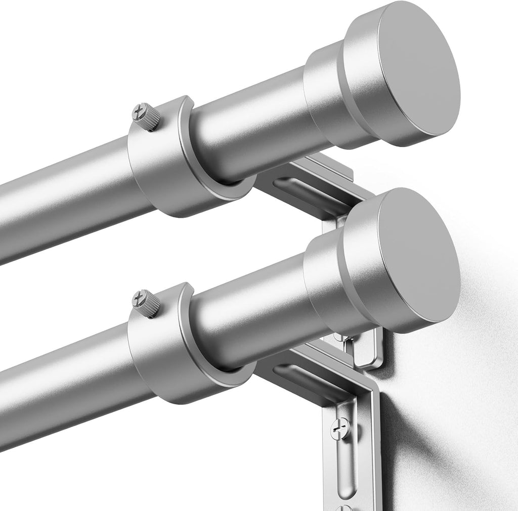 YaFex Curtain Rods - Heavy Duty 1 Inch Adjustable Window Treatment Rods | 32-144 Inch, Silver Finish