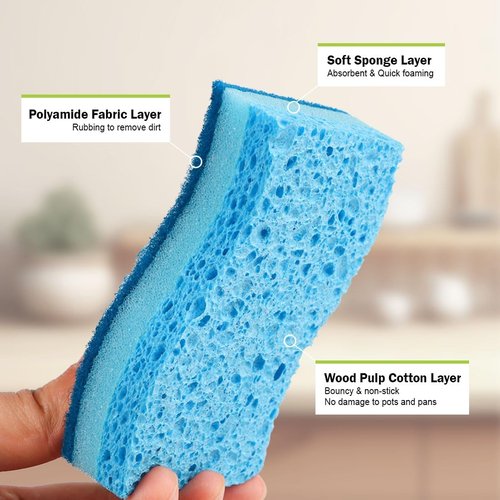 AIDEA Non-Scratch Kitchen Sponges - 24 Count for Safe Cleaning of Non-Stick Cookware & Dishes