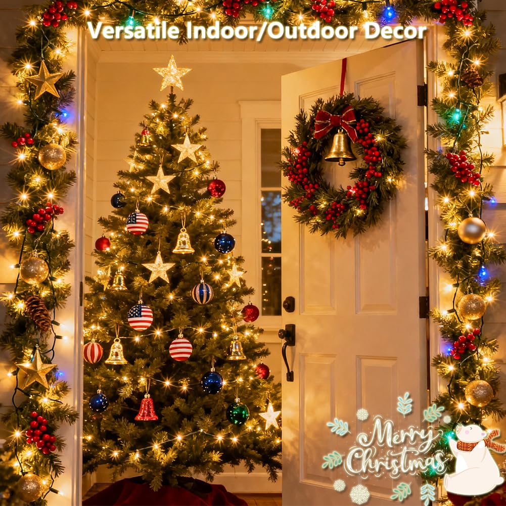 Vruxuri Battery Operated Christmas Lights, 18 FT 50 LED Clear Mini String Lights, 8 Modes with Timer Waterproof Tree Lights for Xmas Indoor Outdoor Holiday Home Decor, Warm White