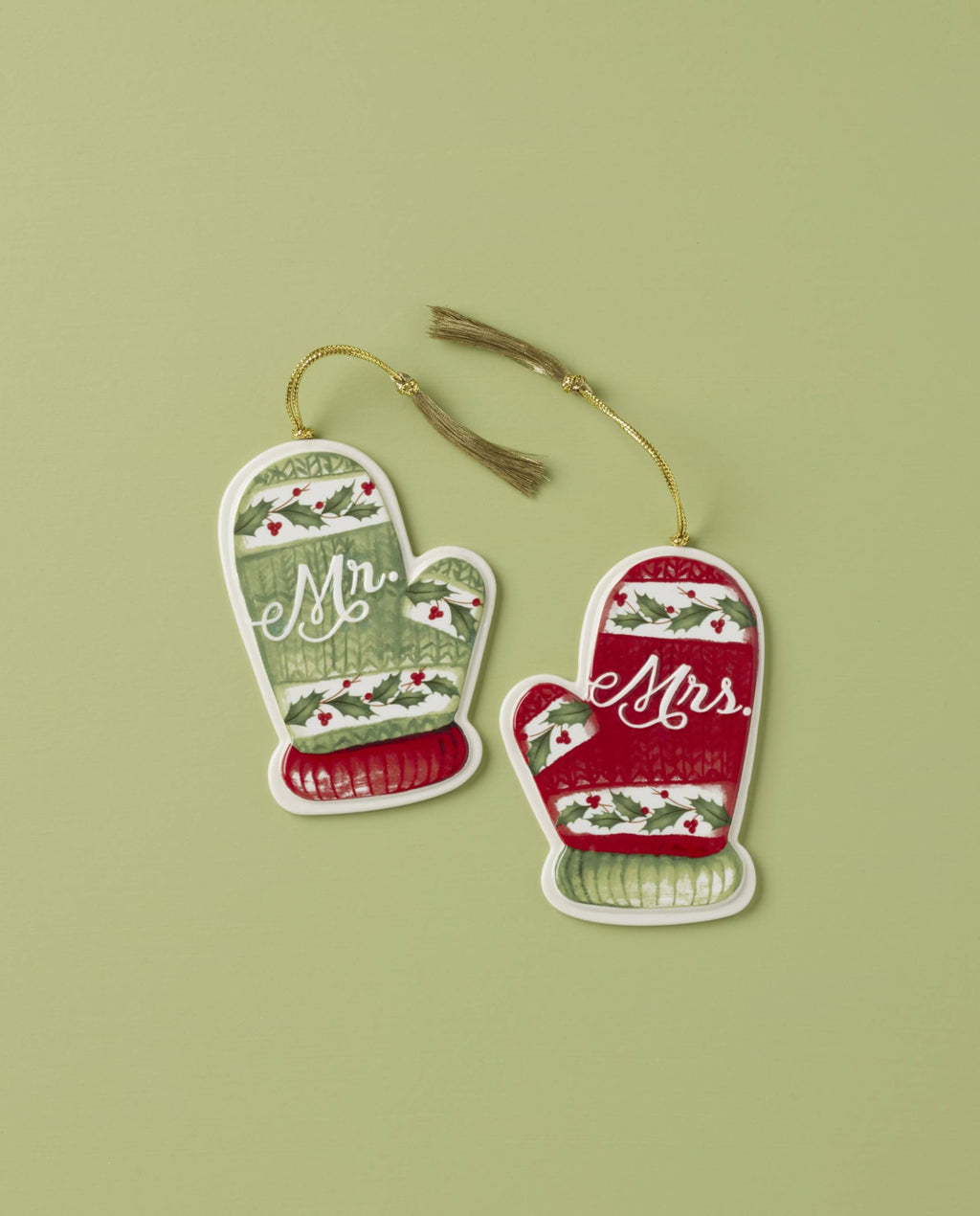 Lenox 896534 Mr. & Mrs. Mitten Ornaments, Set of 2, Christmas Ornament