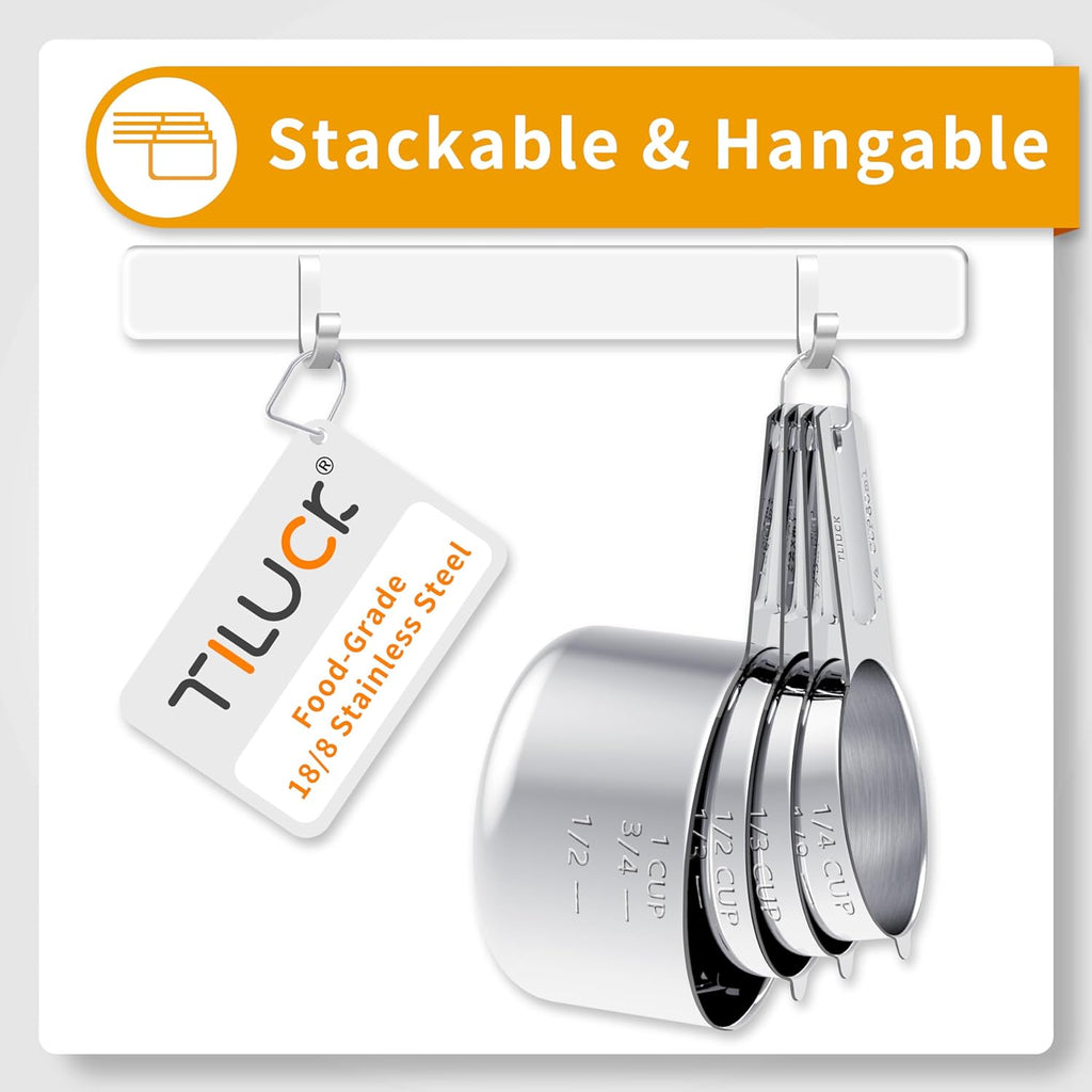 TILUCK Stainless Steel Measuring Cups & Spoons Set - Essential Kitchen Gadgets for Cooking & Baking (10 Pieces)