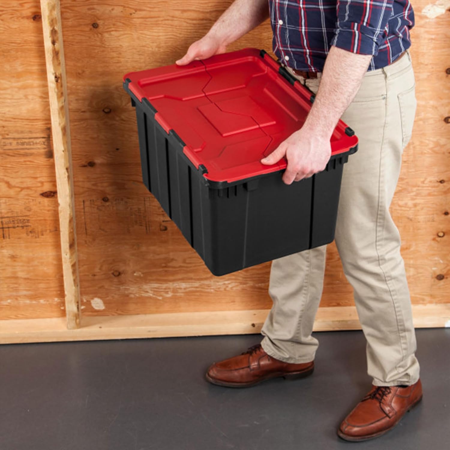 Sterilite 12 Gallon Heavy-Duty Industrial Tote - 6-Pack Stackable Storage Bins for Garage & Home Organization