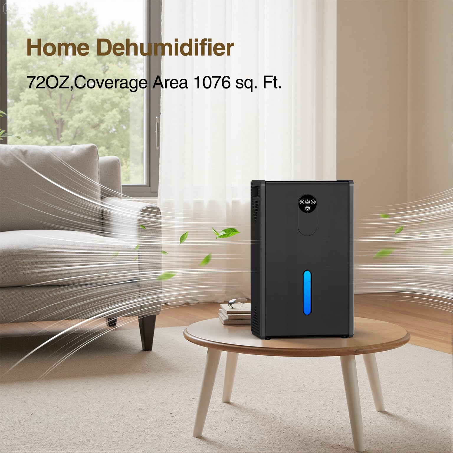 Dehumidifier, 72 OZ Water Tank Dehumidifiers for Home, 1076 sq. ft. Dehumidifier for Basement Bathroom Bedroom with Auto Shut Off, 7 Colors LED Light, Quiet Dehumidifiers with Sleep Mode