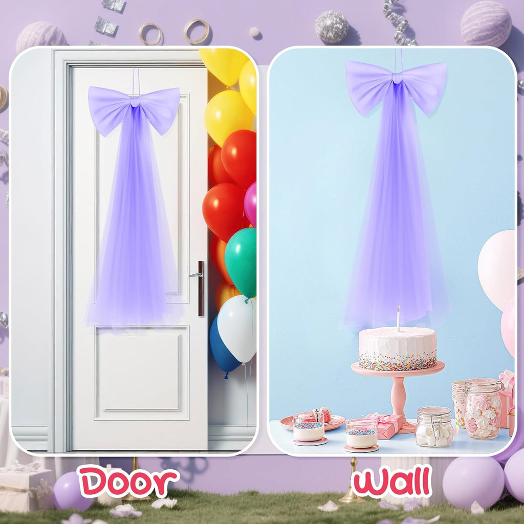Zeyune Giant Purple Bow Wall Decor - 13.4 x 28.7 Inch Ribbon for Birthday, Wedding & Baby Showers