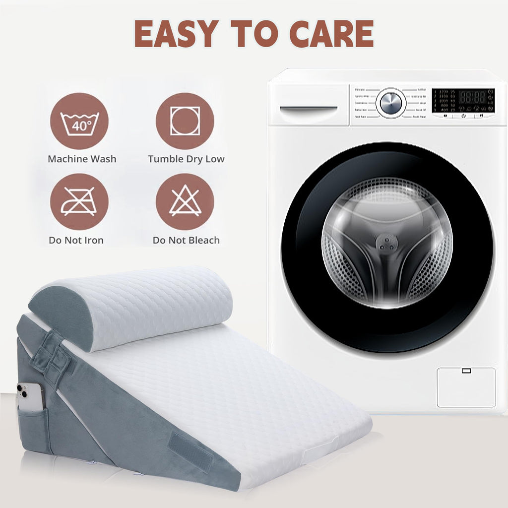 VMFKPNR 3PCS Bed Wedge Pillow Set for After Surgery, 9&12inch Orthopedic Memory Foam Adjustable Pillow Wedge for Acid Reflux Relief, Back Pain, Neck&Back Support