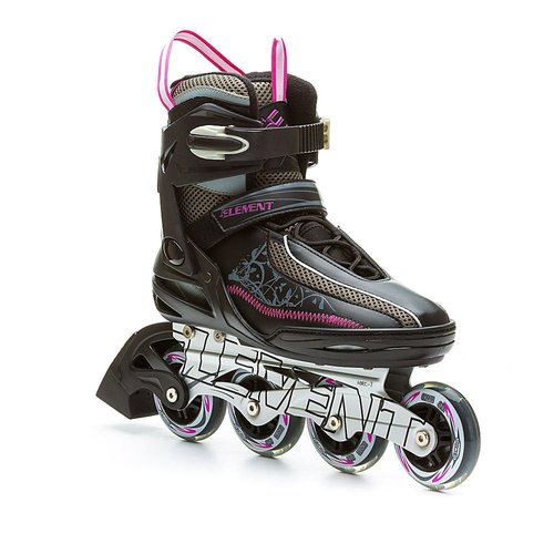 5th Element Lynx Inline Skates Women with Adjustable Strap 80mm Wheels Soft Boot Fit for Comfort | Roller Derby Long Distance Skating for Recreational Fitness & Street Hockey (7.0-Black/Purple)