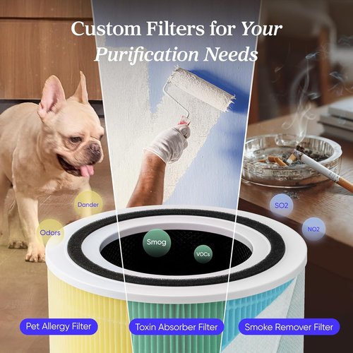 LEVOIT Air Purifier - HEPA Filter for Home Allergies & Pets | Covers Up to 1073 ft², Black, 2 Pack