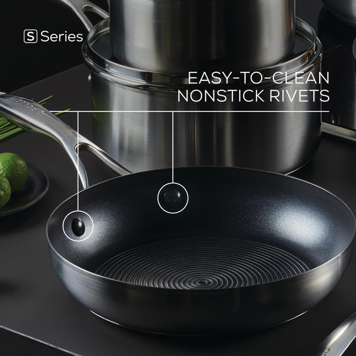 Circulon Stainless Steel Frying Pan/Skillet Set with SteelShield Hybrid Stainless and Nonstick Technology