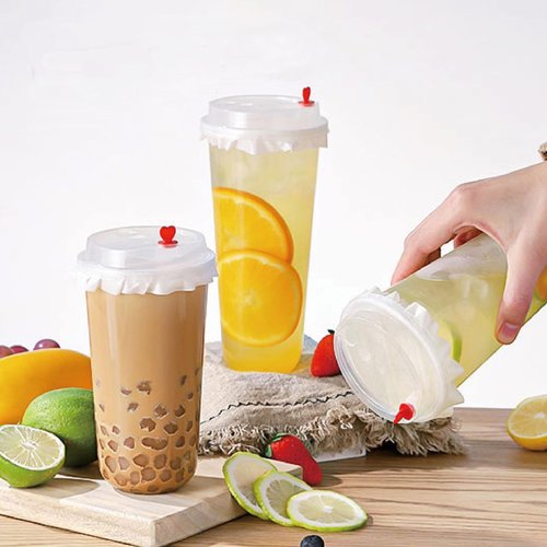500 Pcs White Leak-Proof Cap Lid Liners, Round Sealing Paper Pads, Waterproof Spill Proof Paper for Plastic Drink Cup, Milk Tea Coffee Beverage Cup Leak Proof Film Sealing Film (5.1 Inch)