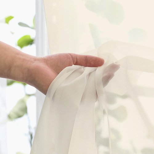 OVZME Cream Sheer Curtains 84 Inches Long 2 Panels - Soft Light Filtering Window Sheer Panels for Living Room/Bedroom, Top Dual Rod Pocket, 1 Pair, Each 42Wx84L Inches