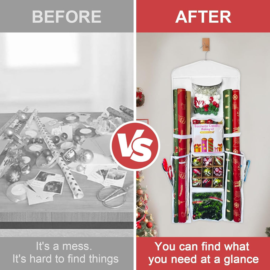 Regine Switzerland Hanging Gift Organizer - Double-Sided Storage for Wrapping Paper | Black