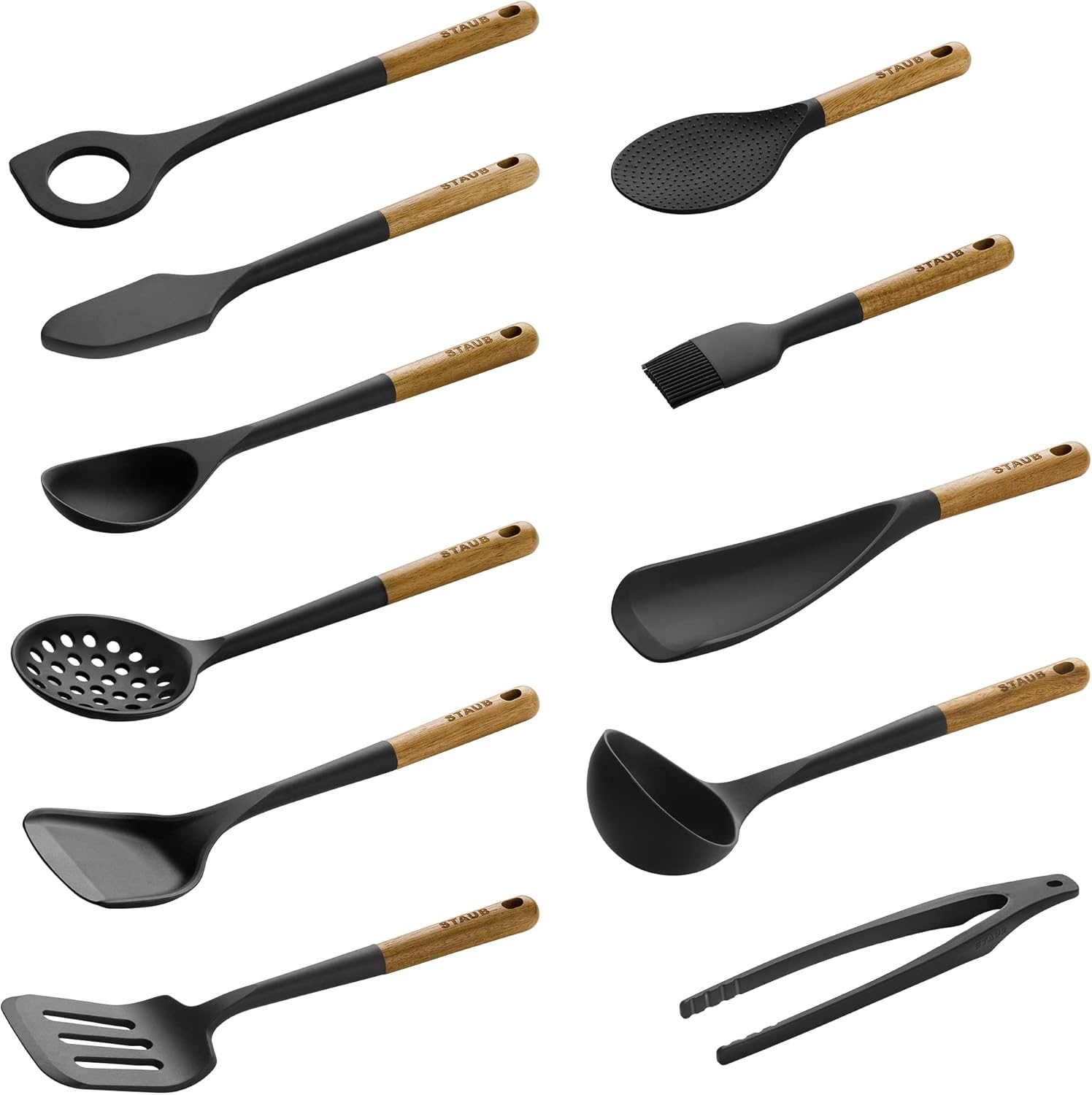 STAUB 11-Pc Cooking Utensil Set - Silicone with Wood Handle for Durable Kitchen Use