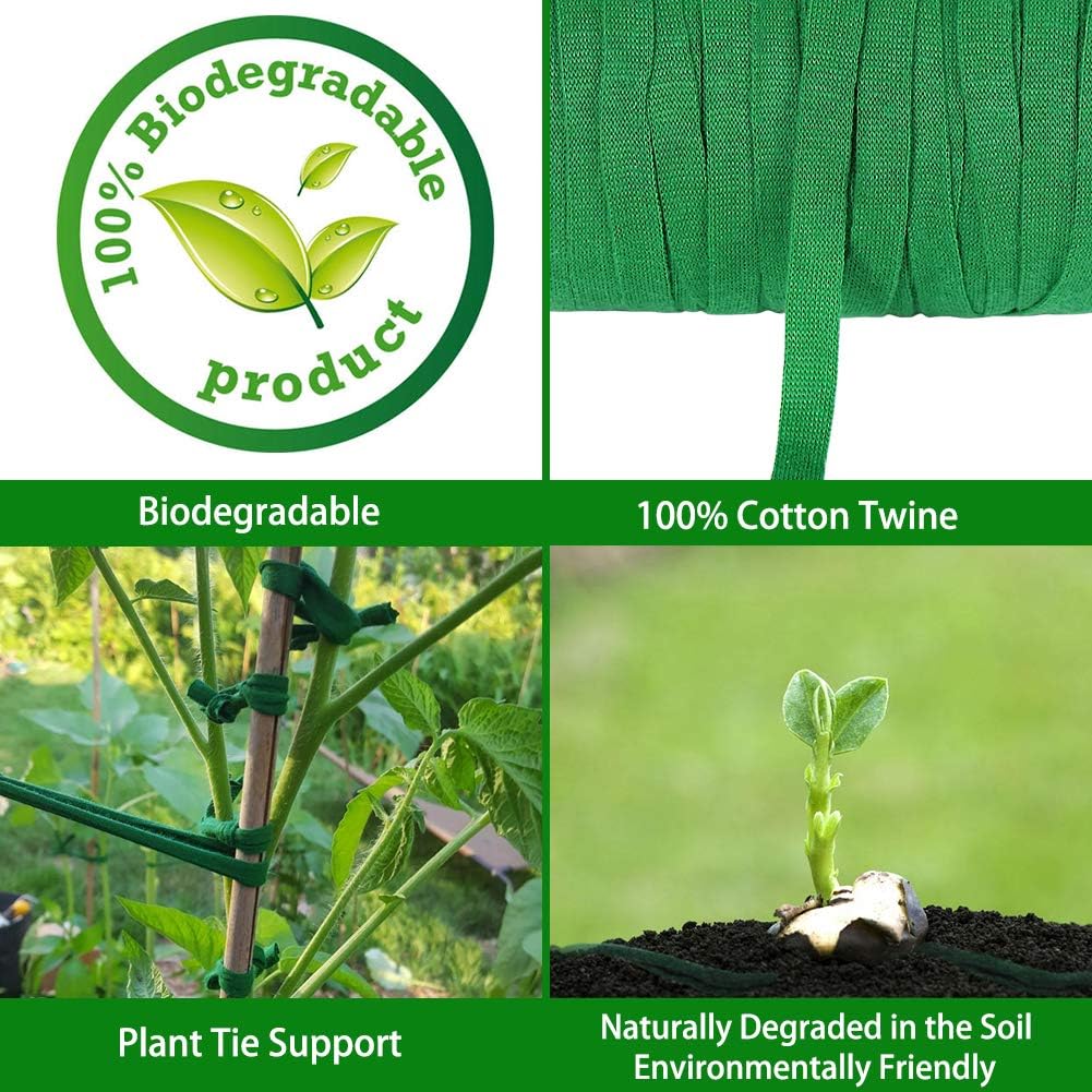 Skiennix Plant Ties - 164 Feet of 8mm Green Garden Twine | Biodegradable Support for Tomatoes, Vines & Roses