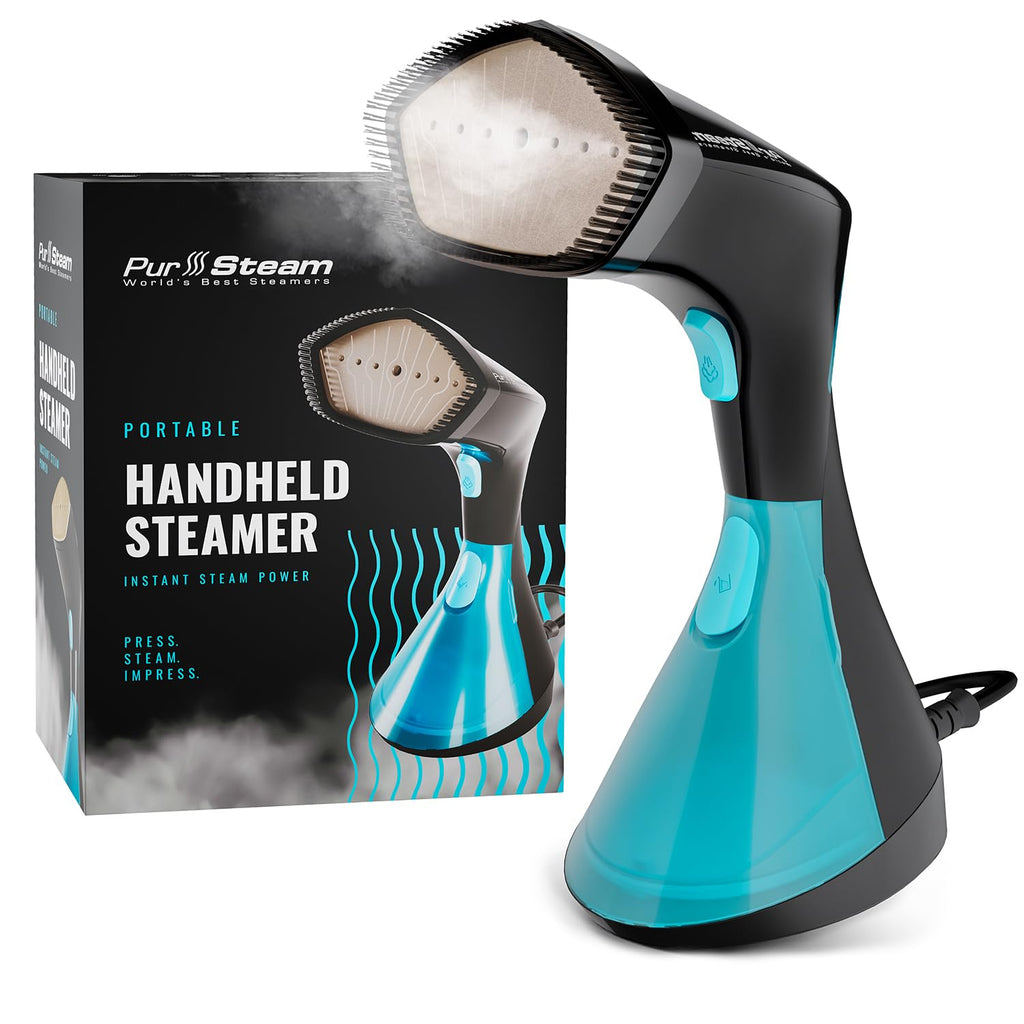 PurSteam Handheld Garment Steamer for Clothes – Powerful Wrinkle Remover with 3 Steam Settings, Large Removable Water Tank, and Fast Heat-Up – Portable Fabric Steamer for Home & Travel