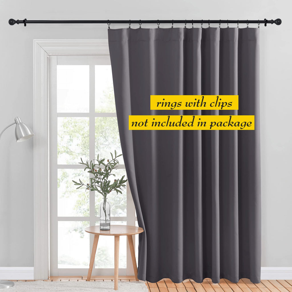 NICETOWN Sliding Door Curtain for Patio, 100x84 Blackout Room Divider Curtain with Rod Pocket & Back Tab Design, Thermal Insulated Drapes for Sliding Glass Door, Bedroom, Living Room, Grey, 1 Panel