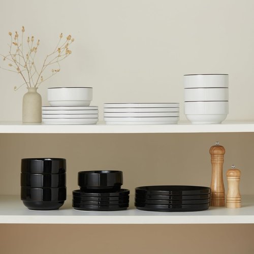 Cambridge Classics 12-Piece Ceramic Dinnerware Set - Round, Microwave & Dishwasher Safe, French Design