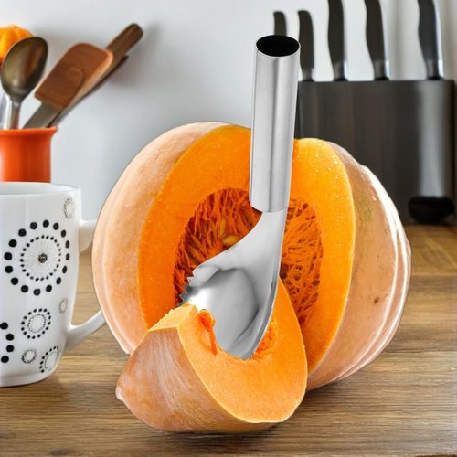 Garneck Pumpkin Core Remover Scraper: Stainless Steel Serrated Spoon Pumpkin Carving Scoop Ice Cream Scoopers for Smoothies Shaved Fruit and Vegetable Corer Tool for Kitchen