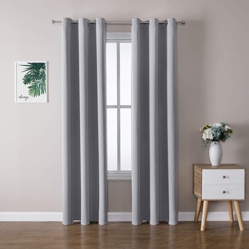 ChrisDowa Grommet Blackout Curtains - Thermal Insulated Room Darkening Panels, Light Grey, 42W x 84L