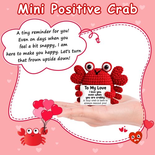 GiftMark Anniversary Mothers Day Birthday Gifts for Women Men, to My Love Gifts for Boyfriend Girlfriend Wife Husband, Emotional Positive Crochet Crab Anniversary Birthday Gift for Him Her Couple