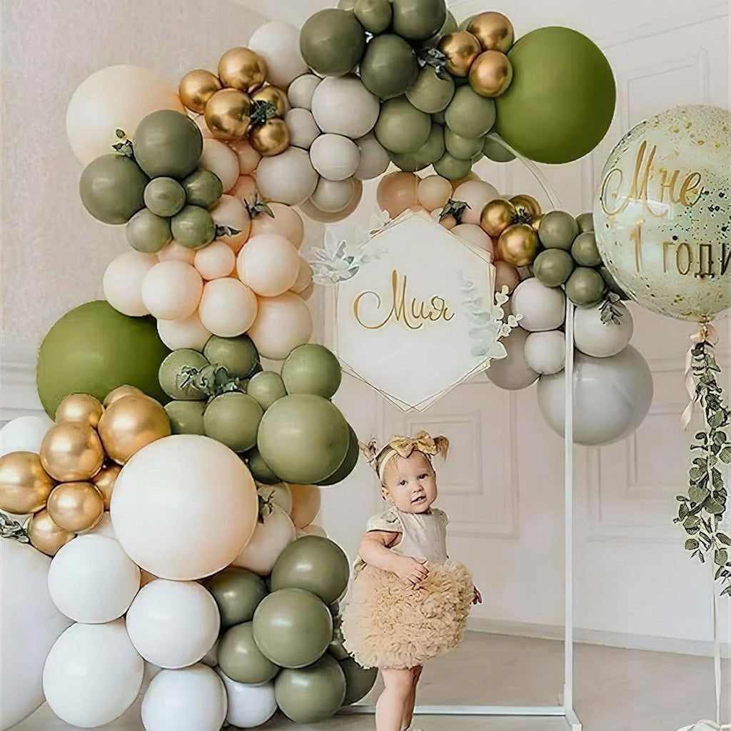 PartyWoo Sage Green Balloons - 100pcs 5-Inch Olive Latex Balloons for Boho-Themed Celebrations