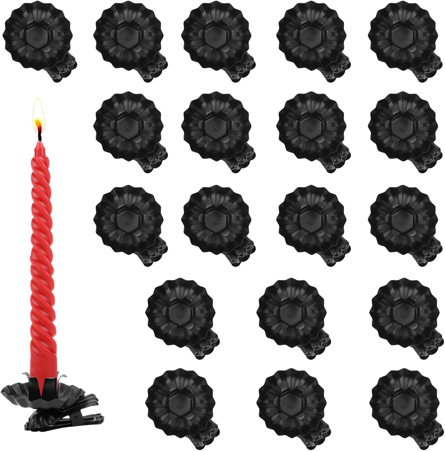 Skiennix Candle Holders - Silver Clip-On Metal Clips for Christmas Tree | Set of 20 Pcs (Black)