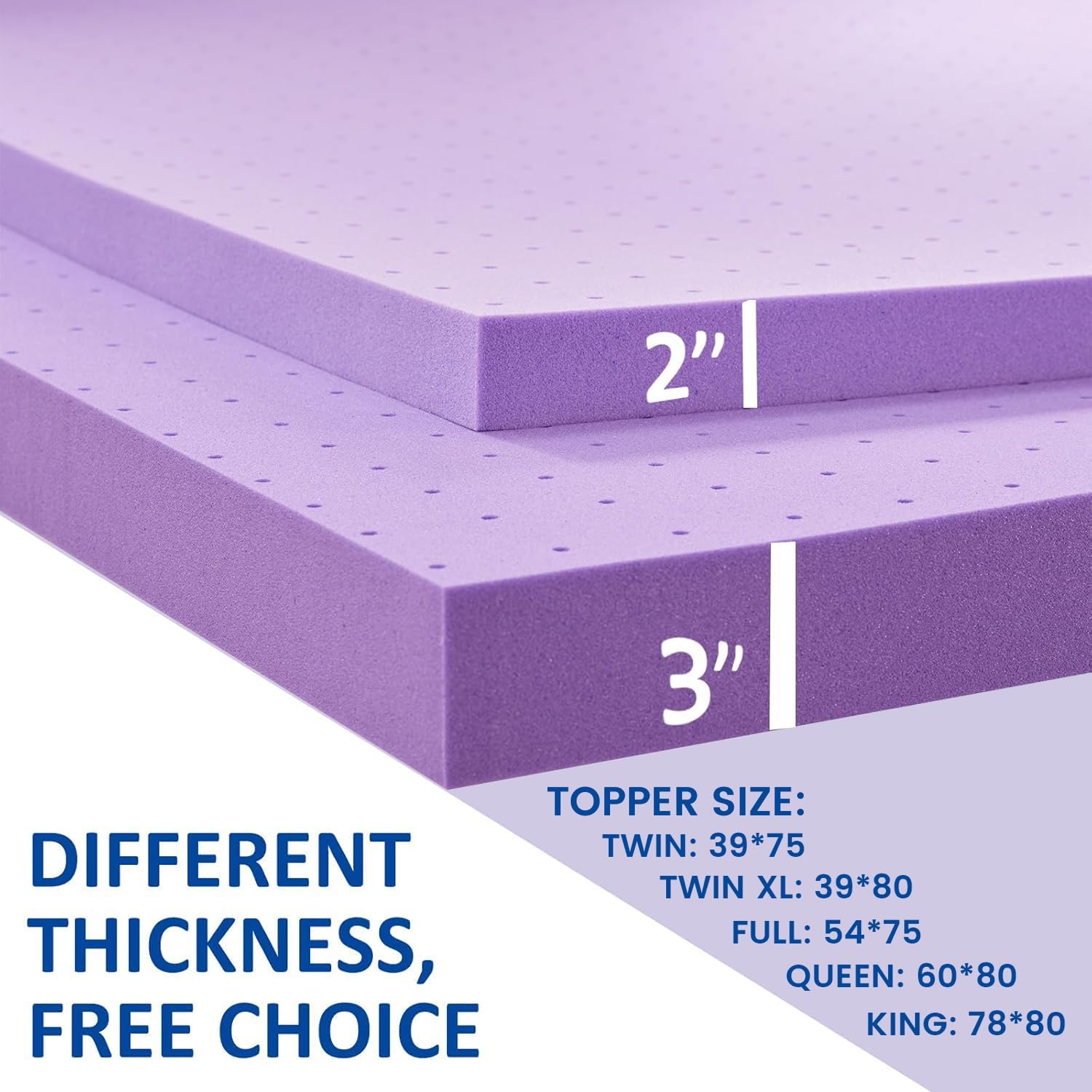 SINWEEK Gel Memory Foam Mattress Topper - Ventilated & Soft Pressure Relief - Twin Size, CertiPUR-US Certified