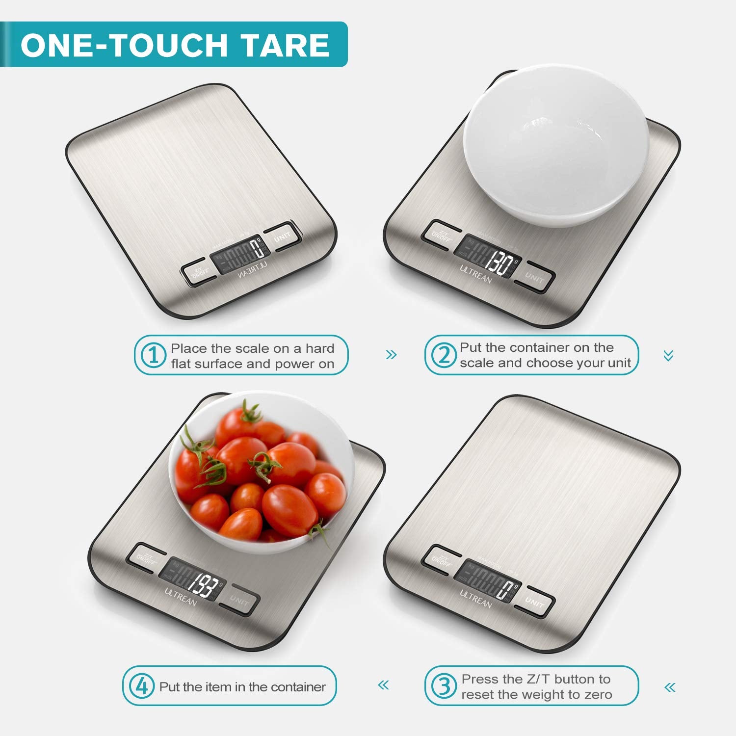 Ultrean Digital Kitchen Scale - Precision Weight Measurement in Grams & Ounces | 11lb Capacity, Stainless Steel