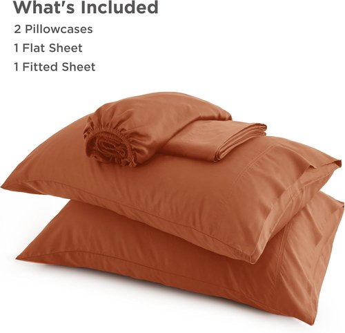Bedsure King Size Sheets Set - Cooling Rayon Bamboo Sheets for Hot Sleepers | Soft & Breathable, Deep Pocket Up to 16 Inches, Burnt Orange