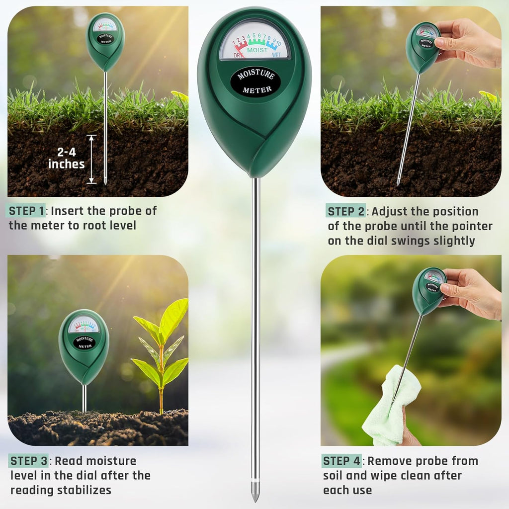 Skiennix Plant Moisture Meter - Accurate Soil Water Level Indicator for Indoor & Outdoor Use | 2-Pack Green