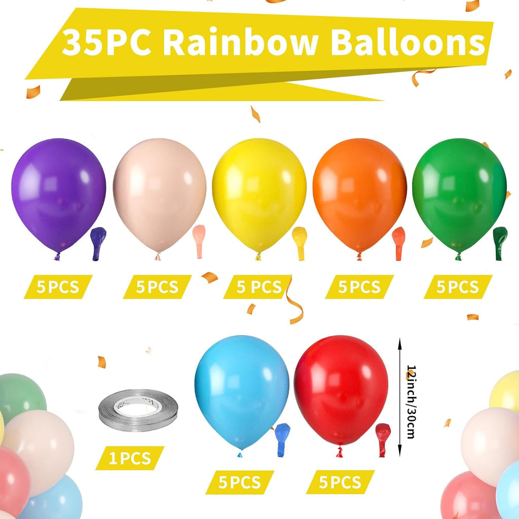 Rainbow Balloons by [Brand Name] - Colorful Latex Balloons for Birthday Parties & Celebrations | 12-Pack