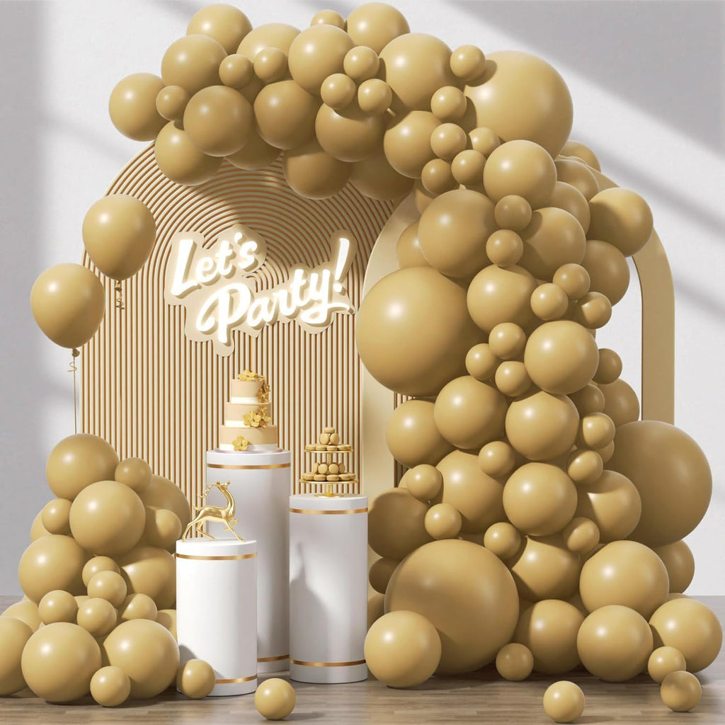 Skiennix 120pcs Tan Balloons - Light Brown Balloon Arch Kit for Boho Wedding & Party Decor | 5-18 Inch Sizes