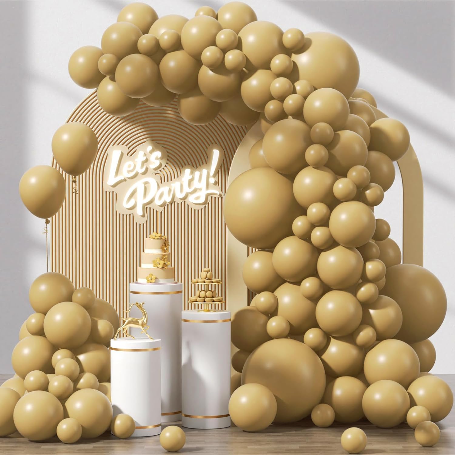 Skiennix 120pcs Tan Balloons - Light Brown Balloon Arch Kit for Boho Wedding & Party Decor | 5-18 Inch Sizes