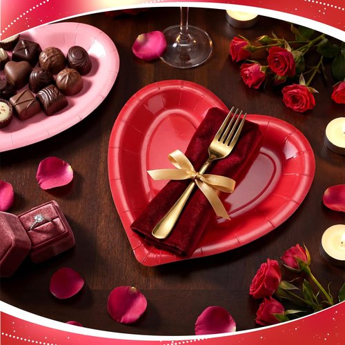 Remerry 200 Pcs Heart Paper Plates Heart Shape Party Plates Wedding Party Supplies Disposable Paper Tableware for Appetizer Lunch Dinner and Dessert (Red,Pink,Rose Pink,White)