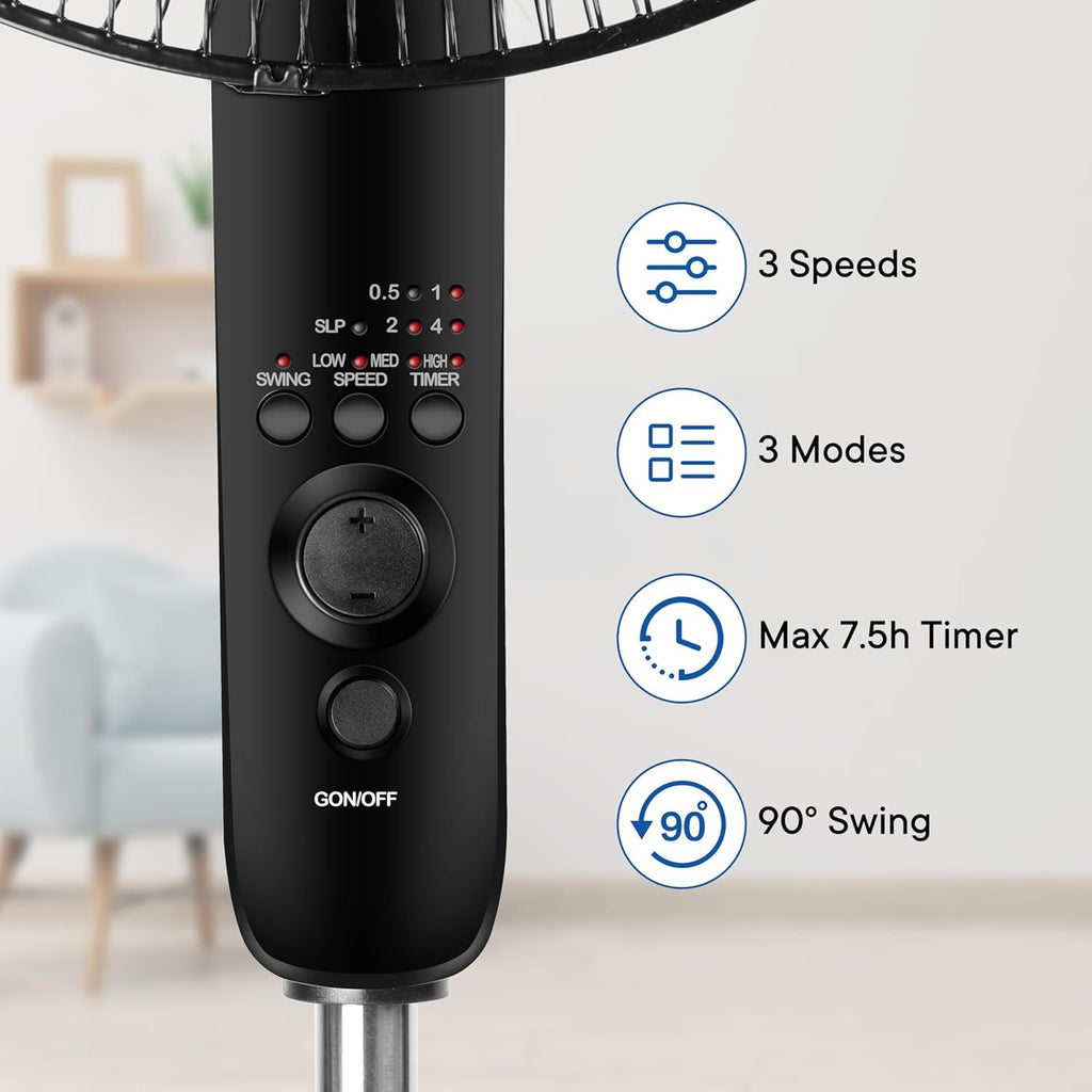 Xcity 16-Inch Oscillating Pedestal Fan - High Velocity, Remote Control, Adjustable Height & Tilt | Quiet for Bedroom & Office