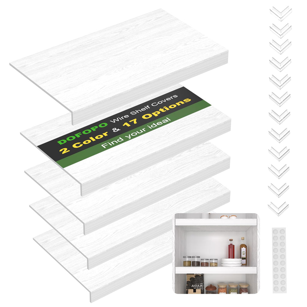 DOFOPO Wire Shelf Cover,Wire Rack Covers for Pantry PVC (Not Wood) Shelf Liners for Cabinet Kitchen Pantry Shelves(Wood Color,30x16 inch)