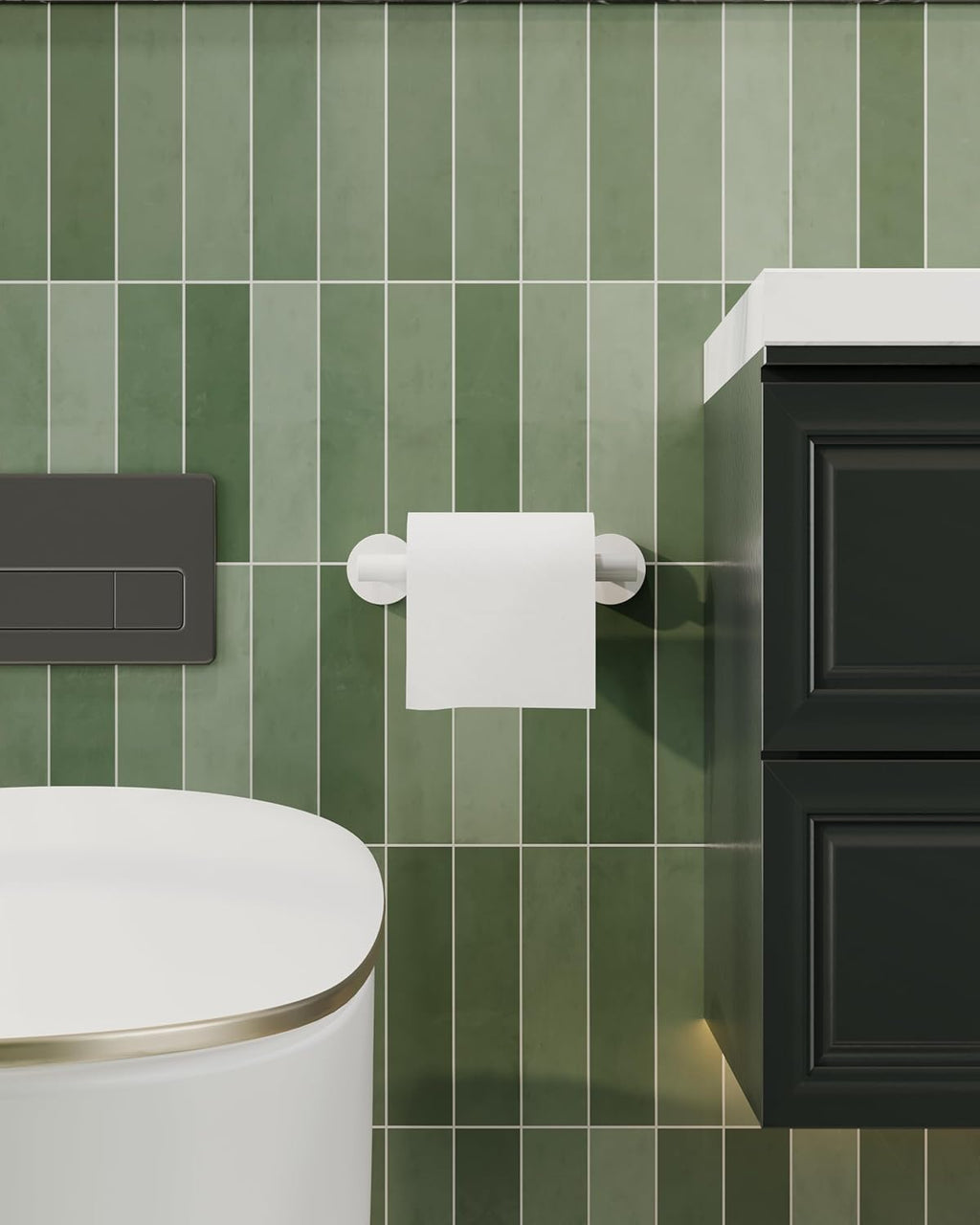 RARXTR Toilet Paper Holder - Wall-Mounted SUS304 Stainless Steel with Pivoting Double Post - Brushed Brass Finish