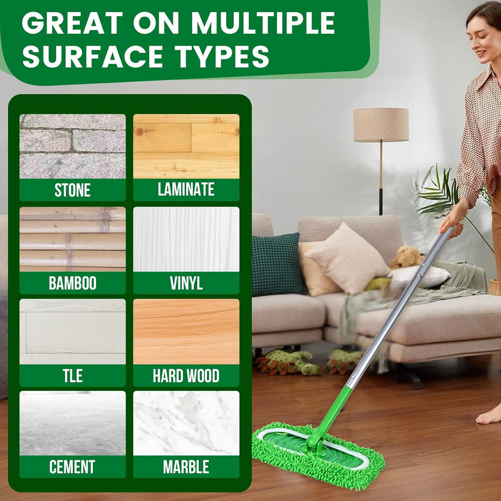 Skiennix Reusable Microfiber Mop Pads - 6 Pack Replacement Wet & Dry Cloths for Hardwood Floor Cleaning