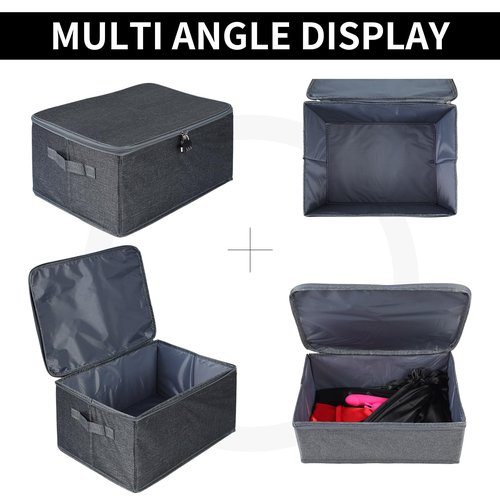 Locking Storage Box for Sex Toys | Portable Ditty Travel Box | Discreet Adult Toy Organizer Case with Combination Lock & Drawstring Bags (Dark Grey, 15" x 10" x 5.9" (38x26x15 cm))