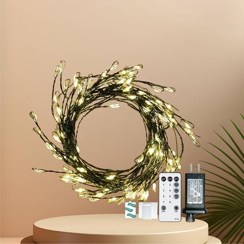 Dailyart Fairy Lights - 200 LED Warm White String Lights with Remote & Timer | 10ft for Bedroom, Party, Wedding Decor
