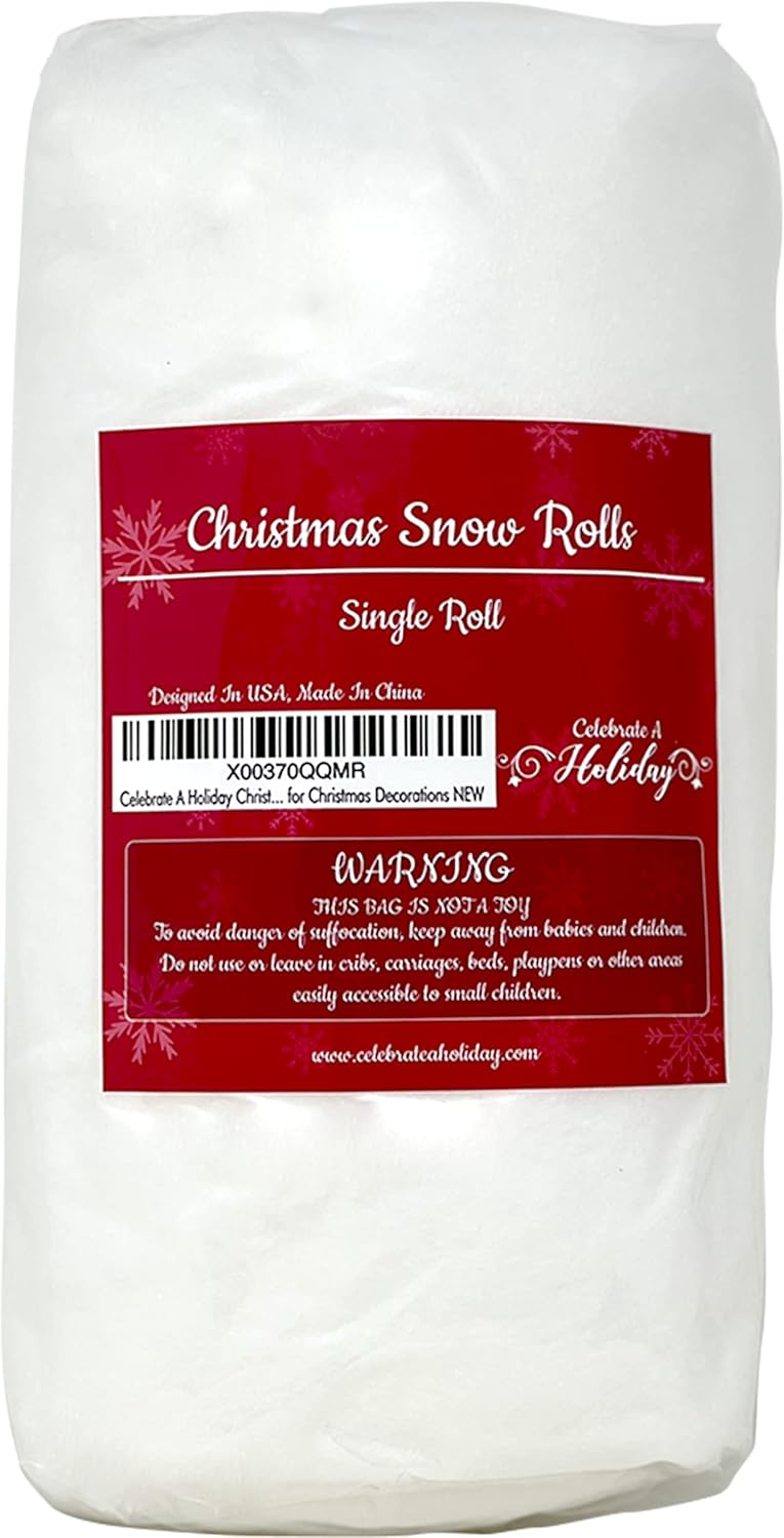 Skiennix Artificial Snow Blanket - 3' x 8' Holiday Decoration for Christmas Villages | Realistic Fake Snow