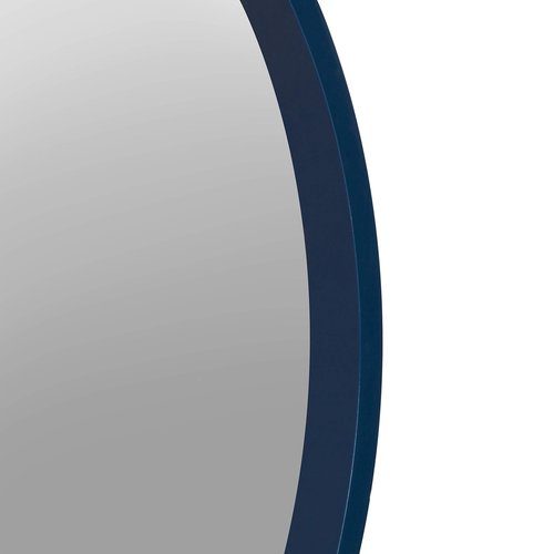 Kate and Laurel Travis Round Wood Wall Mirror, 21.6" Diameter, Navy Blue, Modern Wall Décor Accent