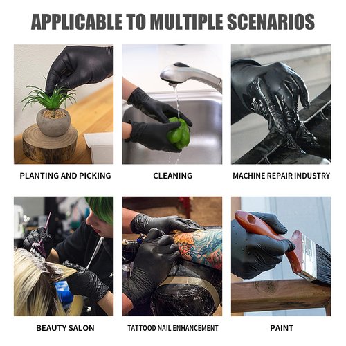 LW Concept Black Medical Nitrile Examination Gloves - Latex & Powder-Free, Disposable, Ultra-Strong, Healthcare, Food Handling Use (Large, Case of 1000)