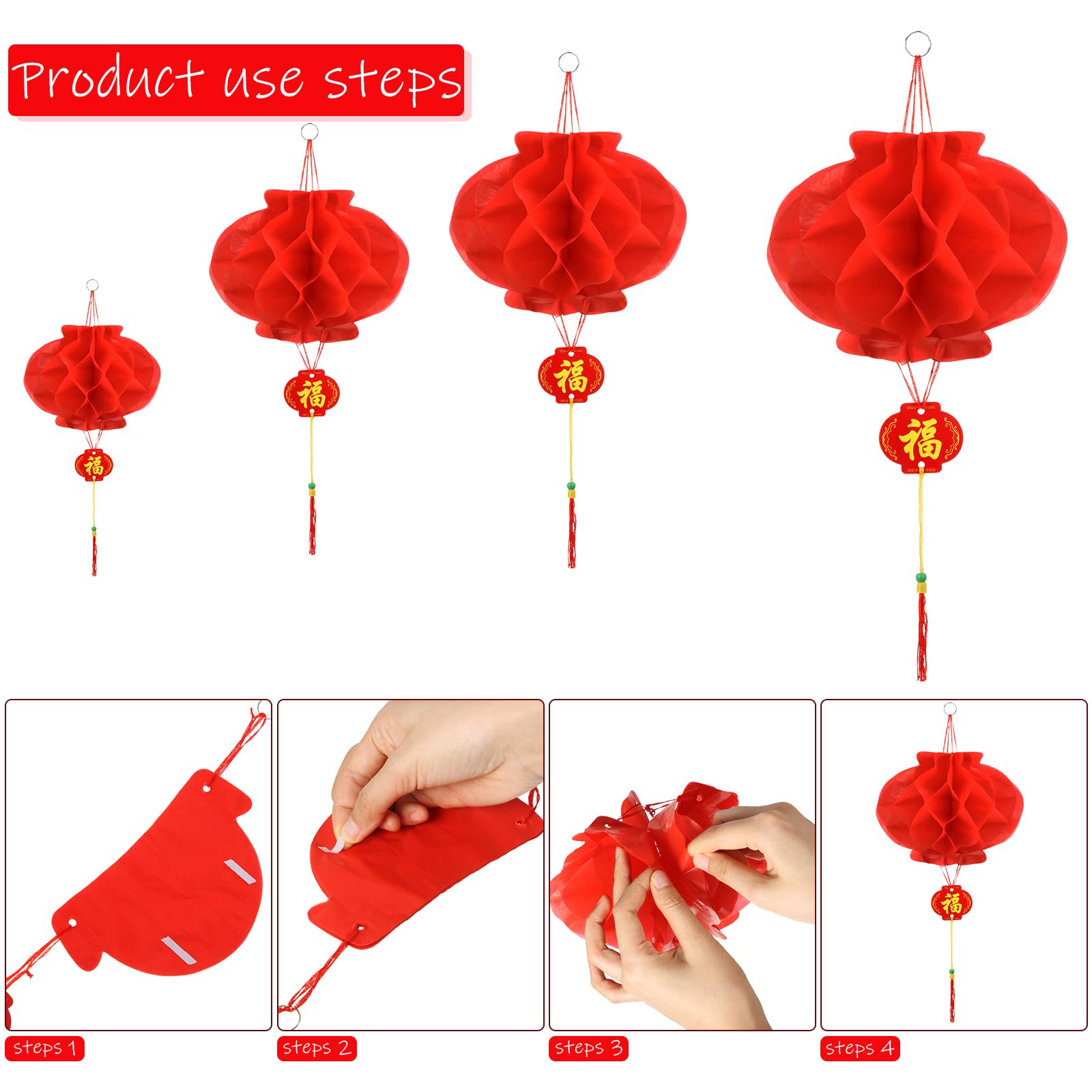 Zonon 47 Pcs Chinese New Year Decorations 2026, Lunar New Year Decor Includes Couplets Fu Character Window Stickers Red Lanterns Red Envelopes for Spring Festival Party Decorations(Classic)