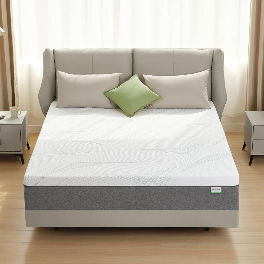Novilla Queen Size Mattress - 10 Inch Gel Memory Foam for Plush Comfort & Pressure Relief | CertiPUR-US Certified