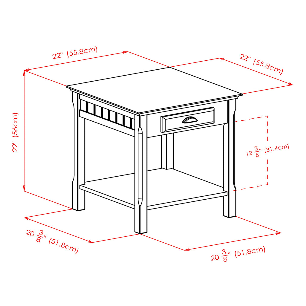 Winsome Wood Timber Occasional Table, Black, 21.97 x 21.97 x 22.05 inches