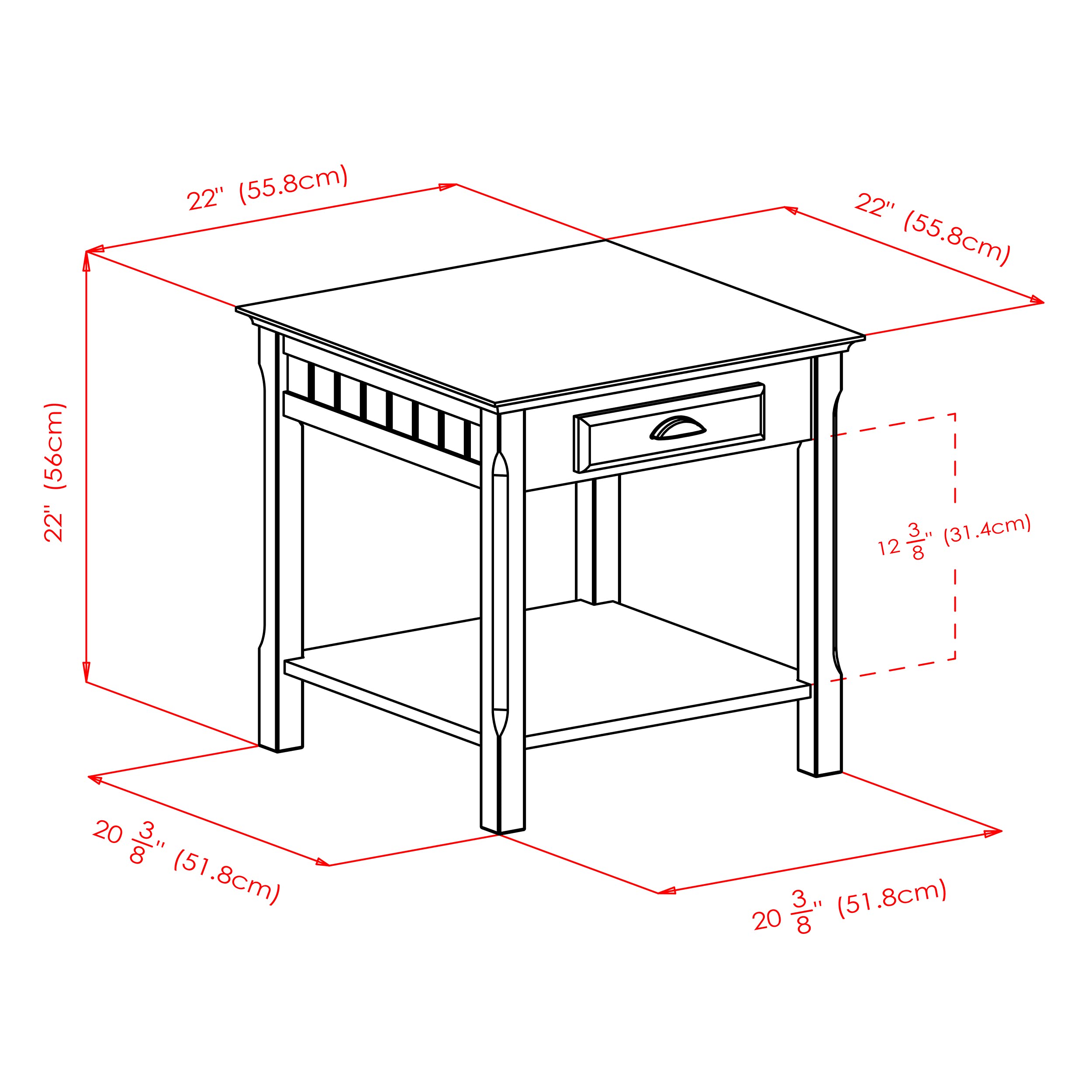 Winsome Wood Timber Occasional Table, Black, 21.97 x 21.97 x 22.05 inches