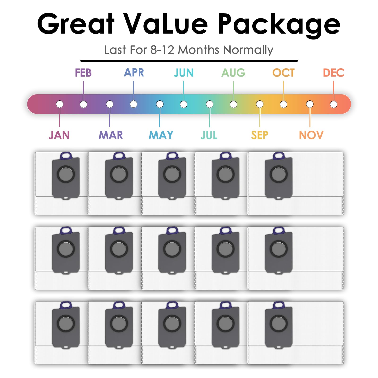 (15 Pack) Freo Z Ultra Replacement Dust Bags compatible with Narwal Flow, Freo Z Ultra Vacuum Cleaner, Disposal Bag Accessories, Freo Z Ultra Robot Vacuum Bags, Filter Bags, Canister Bags