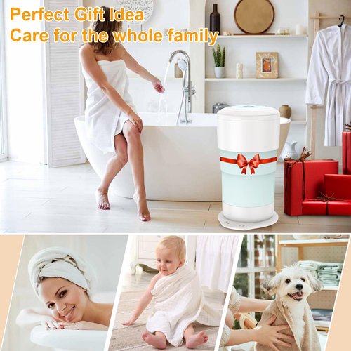 25L Large Towel Warmers for Bathroom, Upgrade Foldable Towel Warmer Bucket with Time Setting and Ambient Lighting, Auto Shut Off, Fits Up to Two 40"X70" Oversized Towels, Bathrobes, Blanket Warmer