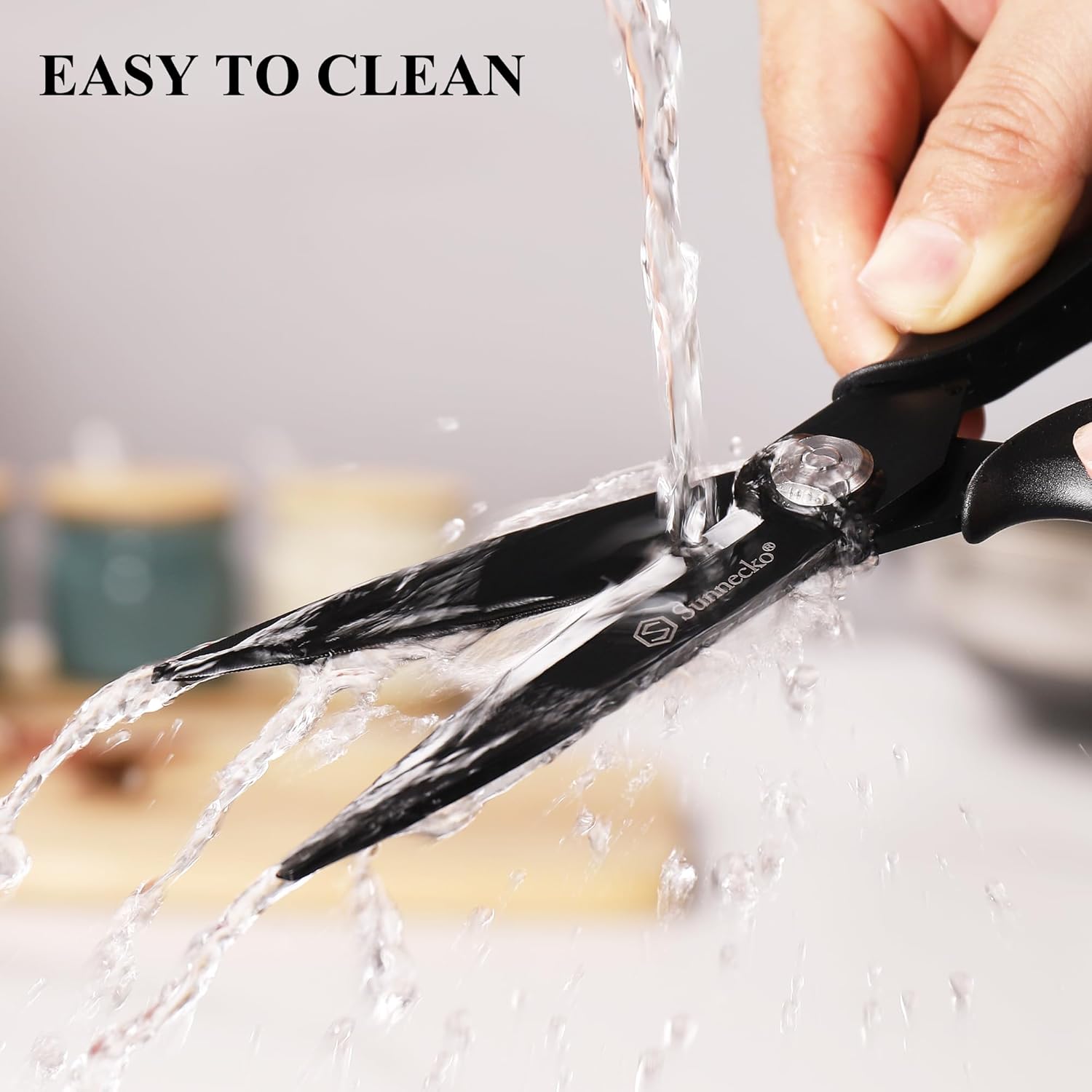Sunnecko Kitchen Scissors - Heavy Duty Titanium Coated Shears with Micro Serrated Blades | All Purpose Kitchen Tool